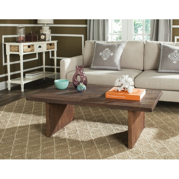 SAFAVIEH Senjo Rouge Coastal Mango Wood Coffee Table, Brown
