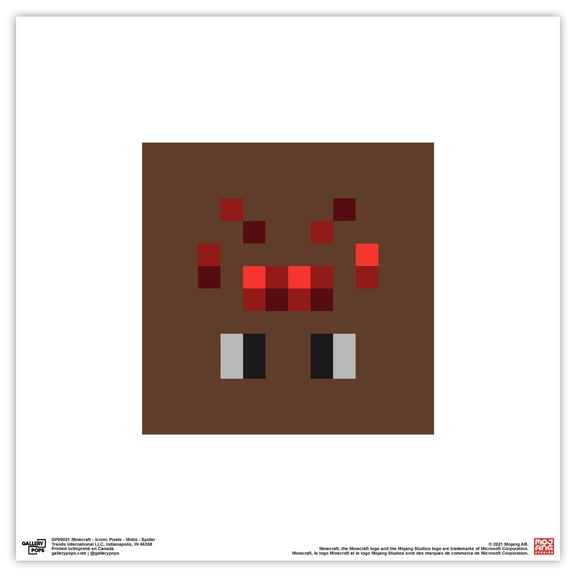 Gallery Pops Minecraft: Iconic Pixels - Mobs - Spider Wall Art, Unframed Version, 12" x 12"