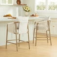 thumbnail image 2 of CHITA Counter Height Bar Stool with Braid Wood Arm Set of 2, Fabric in Cream, 2 of 16