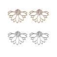thumbnail image 1 of 2 Pairs Unisex Hollow Flower Pattern Shiny Rhinestone Alloy Earring Modern Girls Ear Studs Set, 1 of 7