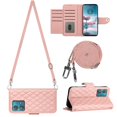 thumbnail image 2 of SaniMore Case for Motorola Edge 40 Neo, PU Leather 3D Lattice Stylish for Girls Crossbody Lanyard Flip Kickstand Card Slots Cash Pocket Magnetic Clasp Protective Shockproof Wallet Shell, Coralpink, 2 of 9