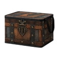 thumbnail image 2 of Yaayu Vintage Treasure Chest Storage Box, Foldable Non-Woven Organizer with Handle, Office Storage & Organization for Bedroom Closet, Brown, 2 of 9