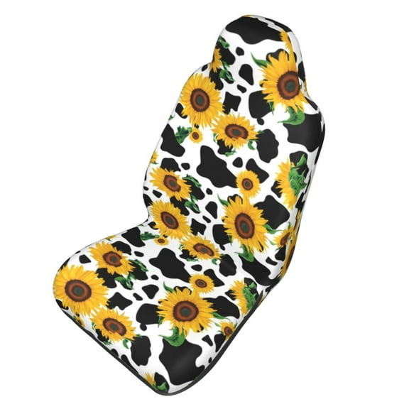 Picia Cute Cow Print Sunflower D Print Waterproof Sweating Car Seat Cover for Post Gym Workout, Running, Beach and Hiking, Universal Fit Anti-Slip Bucket Seat Protector