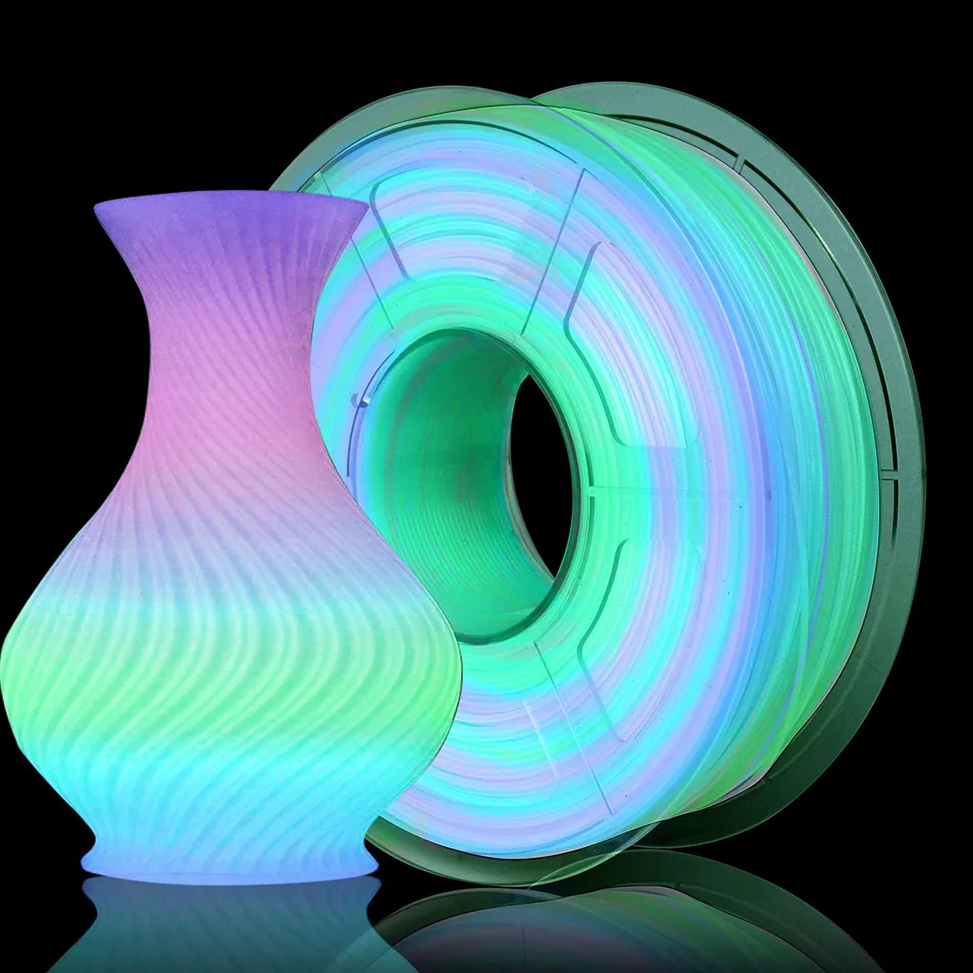 Glow-in-the-Dark PLA 3D Printer Filament 1.75mm, Luminous PLA Filament for 3D Printing, 250g