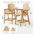 thumbnail image 2 of PASAMIC Tall Adirondack Chair Set of 2, All-Weather HDPE Outdoor Chairs with Removable Double Trays, Bar Height Adirondack Chairs for Balcony, Deck, Patio, Backyard, Wood, 2 of 7