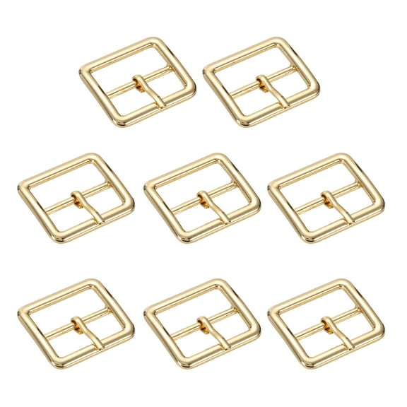 Uxcell 1 IN(25mm) Metal Single Prong Buckle [8Pcs] - Webbing Belts Center Bar Buckle - [Gold Tone] Square Loops Clasp