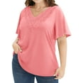 thumbnail image 2 of WellSize Women Plus Size Tops Dressy Lace V Neck Shirts Casaul Short Sleeve Tunic Blouses, 2 of 8