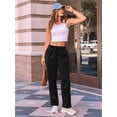 thumbnail image 5 of Women'S Wide Leg Sweatpants High Waisted Baggy Interior Drawstring Sweatpants Straight Leg Sweat Pants Black L, 5 of 7