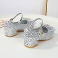 thumbnail image 5 of MEZZALL Girls Sandals Closed Toe Heels Wedding Party Shoes Sequins Bow For Toddler Lovely Footwear, Silver, 9.5-10 Years, 5 of 5