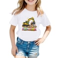 thumbnail image 2 of Wuxian Girls Tops Shirts Short Sleeve Easter Bunny Letter Print Fashionable Casual Round Neck T Shirt Loose Fit Cozy Funny Graphic Tees Summer Relaxed Breathable Cozy Dailywear,White,3-4 Years, 2 of 4