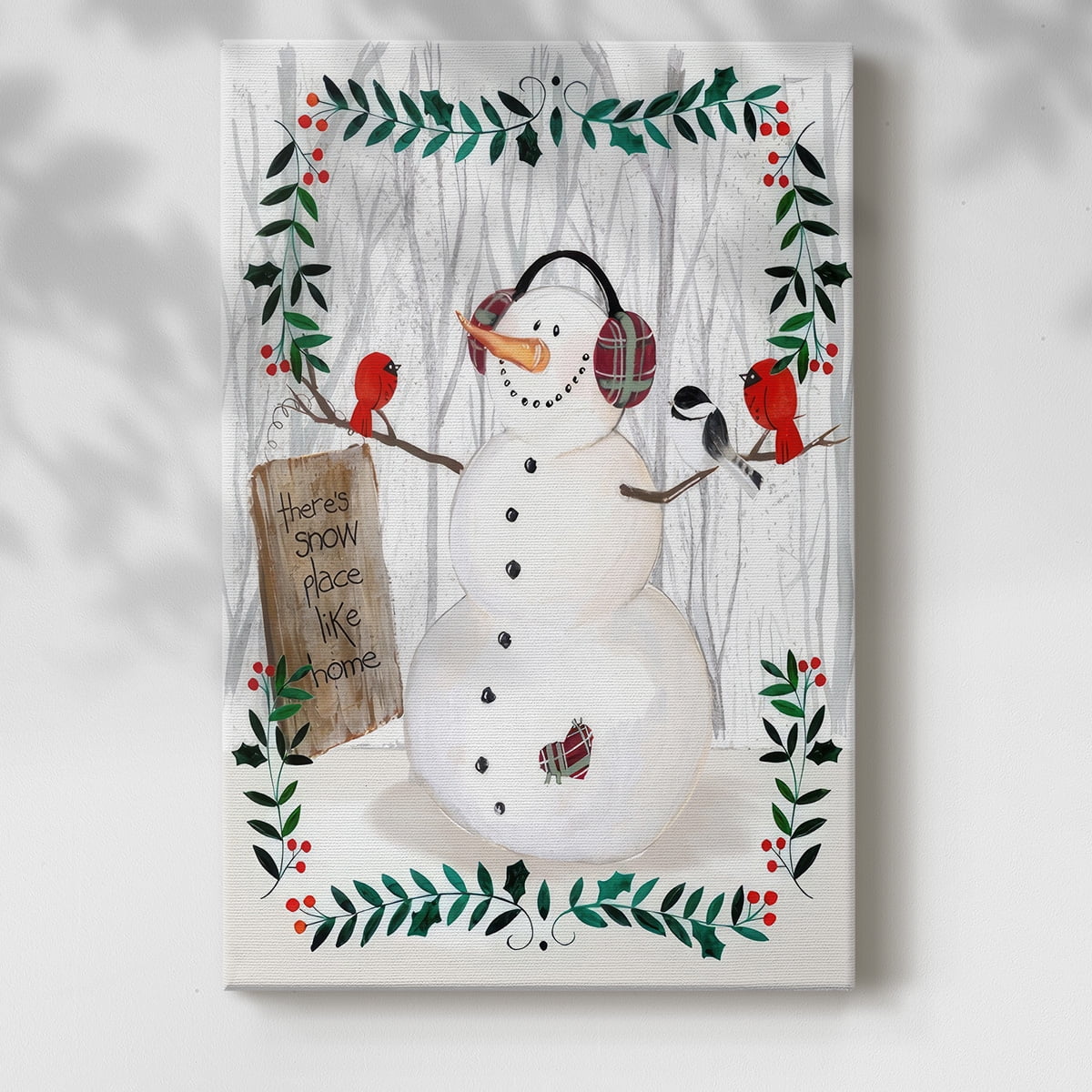 Folk Snowman Forest II- Gallery Wrapped Canvas