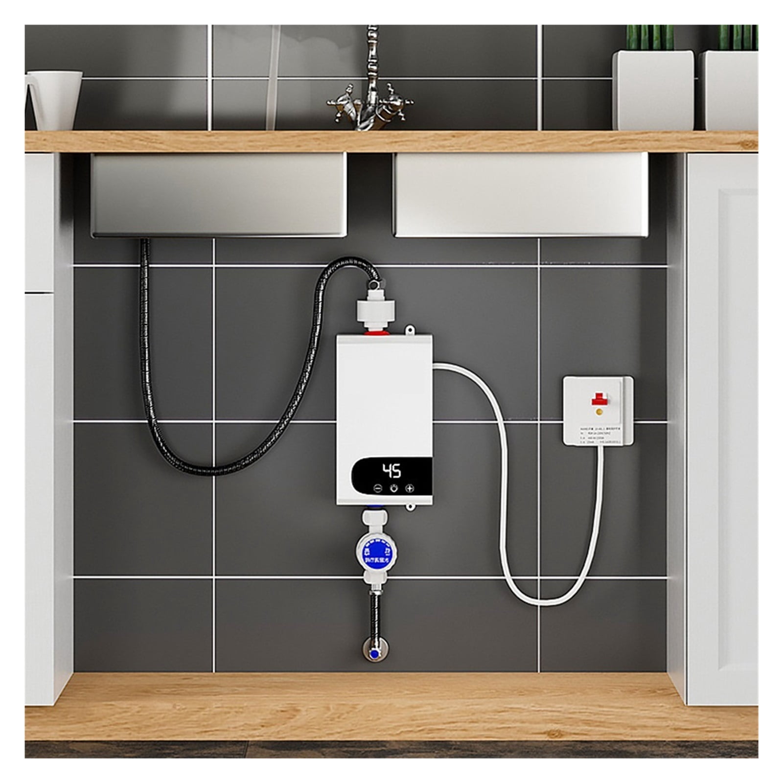 Instant Water Heater Shower Bathroom Faucet Hot Water Heater 3500W Digital Display ,Compact Design