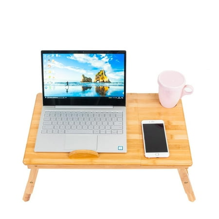 Yosoo Environmental Bamboo Laptop Bed Desk Tray Folding Bed Desk
