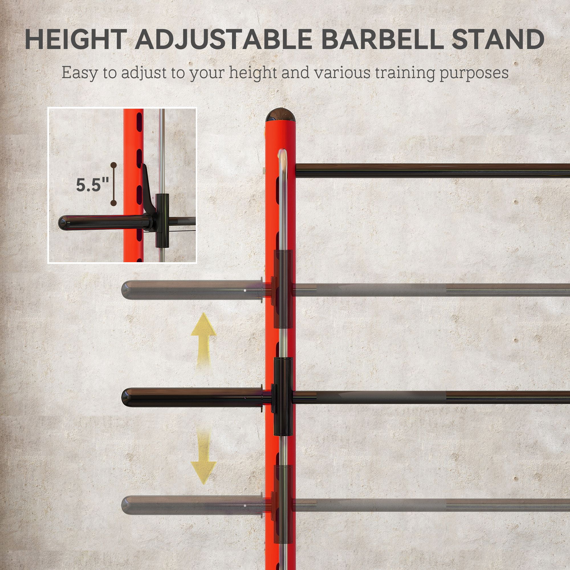 Squat Rack with Pull Up Bar & Adjustable Bench, Half Rack for Weight Lifting, Red
