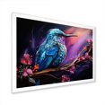 thumbnail image 2 of Designart "Twilight Wonder of Blue Hummingbird amid Florals" Animals Framed Wall Art Decor - Modern Farmhouse Blue Hummingbird Living Room Framed Canvas Art, 2 of 6