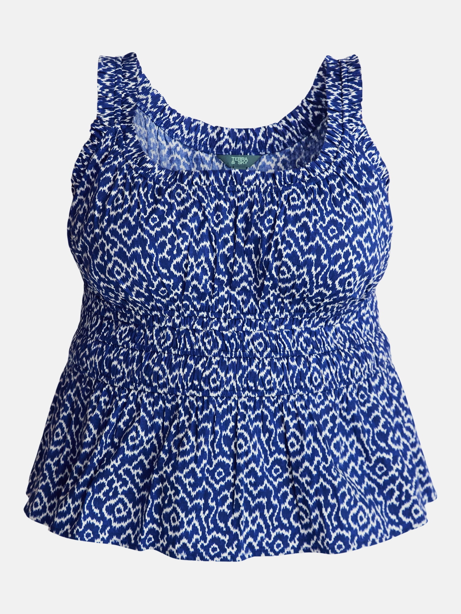 Terra & Sky Women’s Plus Sleeveless Smocked Peplum Tank Top, Sizes 0X-5X