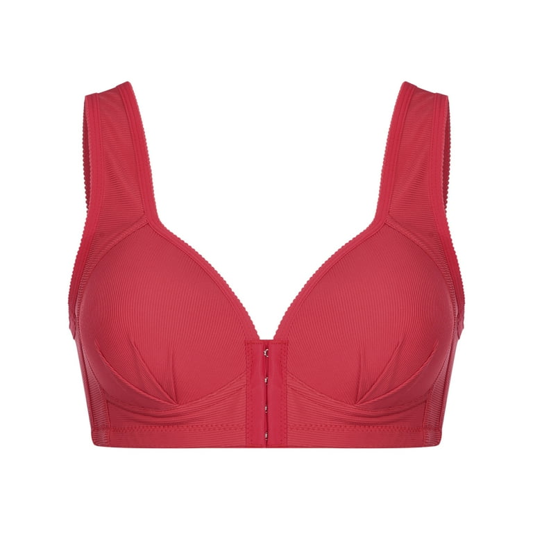 DORKASM Front Closure Bras for Older Women Soft Plus Size Breathable Padded  Womens Bras No Underwire Full Support Red 3XL