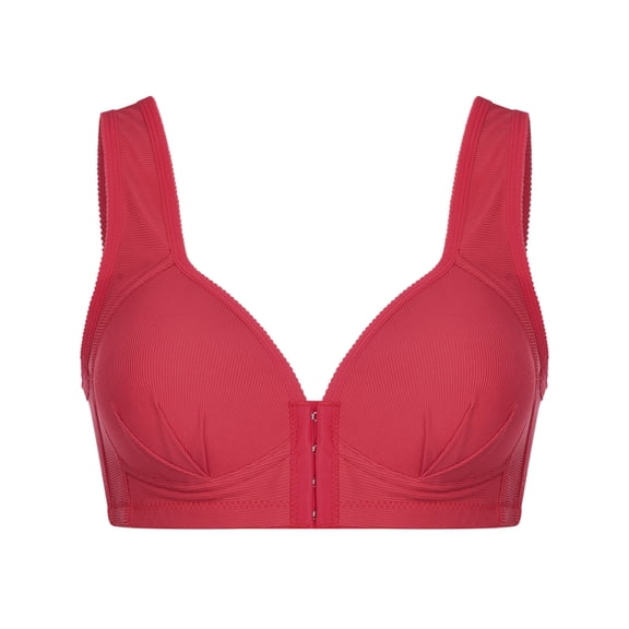 UMfun Women's Plus Size Bra Solid Color Comfort Strap Full Coverage Bra Wire Free Underwear One-Piece Bra Everyday Underwear Red 4XL