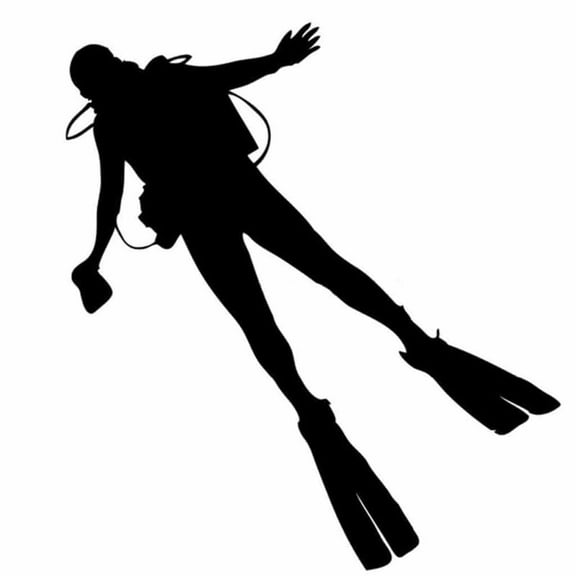 Scuba Diver Decal Sticker | 5.5-Inches By 5-Inches | Black Vinyl
