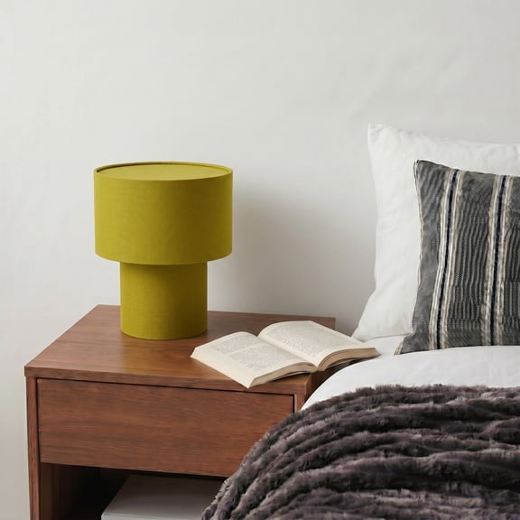 Mainstays 13 in Lime Green Linen Fabric Table Lamp with Inline Switch