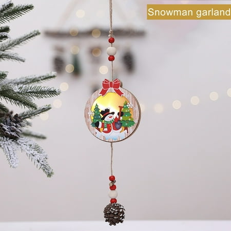 

Veki Christmas Luminous Pendant Decor Ornaments Creative Star Bow Wooden Window Door Home Decoration Christmas Bowl Decorations