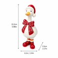 thumbnail image 2 of Christmas Duck Figurine with Red Santa Hat and Plaid Scarf, White Resin, for Living Room Table, Holiday Decoration, 2 of 3