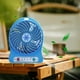thumbnail image 5 of Ventilador de mesa pequeño portátil azul, Diseño de copo de nieve silencioso, linterna LED, luz indicadora de tres velocidades, batería recargable de 1200mAh, alimentado por USB, adecuado para oficina, 5 of 9