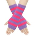 thumbnail image 1 of Nvzi Guantes sin dedos Guantes sin dedos de muñeca con orificio para el pulgar Guantes de invierno cálidos sin dedos para hombre - Morado Rosa, 1 of 5