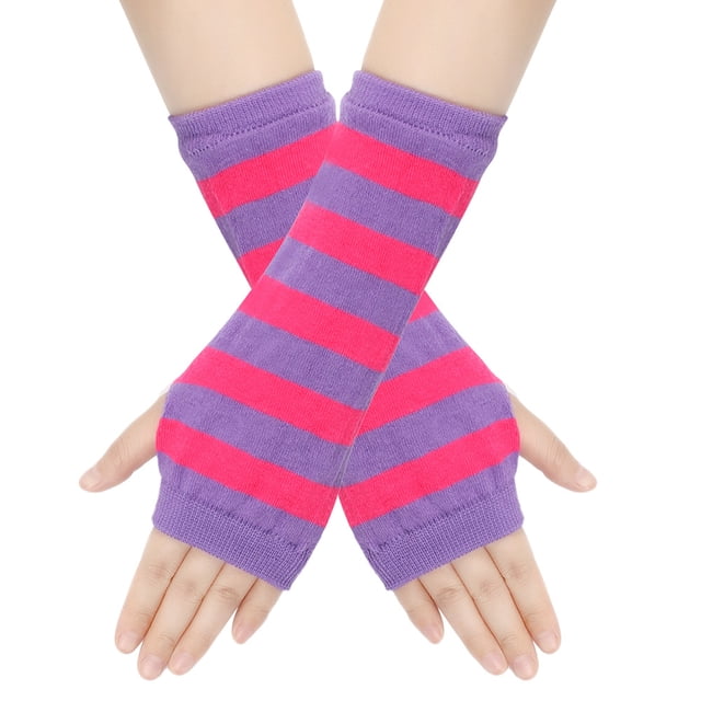 Nvzi Guantes sin dedos Guantes sin dedos de muñeca con orificio para el pulgar Guantes de invierno cálidos sin dedos para hombre - Morado Rosa
