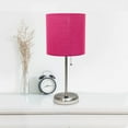 thumbnail image 5 of Simple Designs 19.5" 2-Pack Brushed Steel Stick Table Lamp Set with USB Port, Pink Shades, 5 of 10