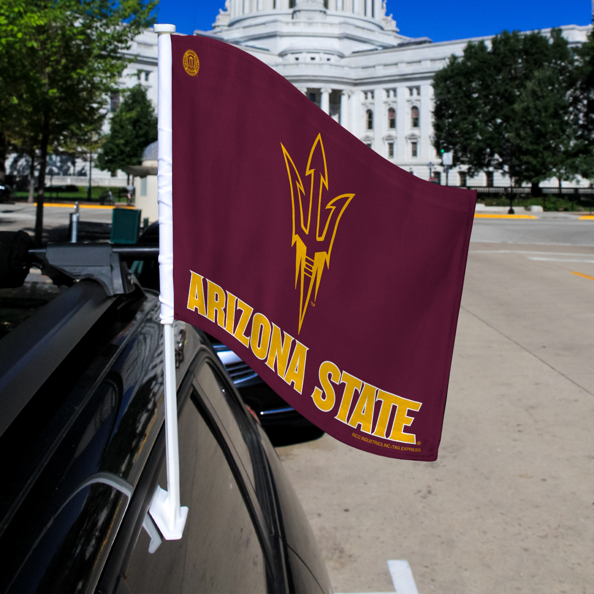 Rico Industries Arizona  College Double Sided Car Flag -  16" x 19" - Strong Pole that Hooks Onto Car/Truck/Automobile - image 2 of 8