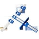 thumbnail image 1 of Localizador de guía de perforación de plantilla de hardware para instalación de perilla de tirador de cajón, herramienta de plantilla de perforación ajustable para puerta de madera (plástico azul, 1 of 5