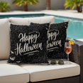 thumbnail image 4 of Happy Halloween Outdoor Waterproof Pillow Covers, Black Vintage Spooky Bats Cobweb Stripes Decorative Square Throw Pillowcase Sofa Cushion Sham for Patio/Couch/Chair, 16"x16" 2 Pack, 4 of 8