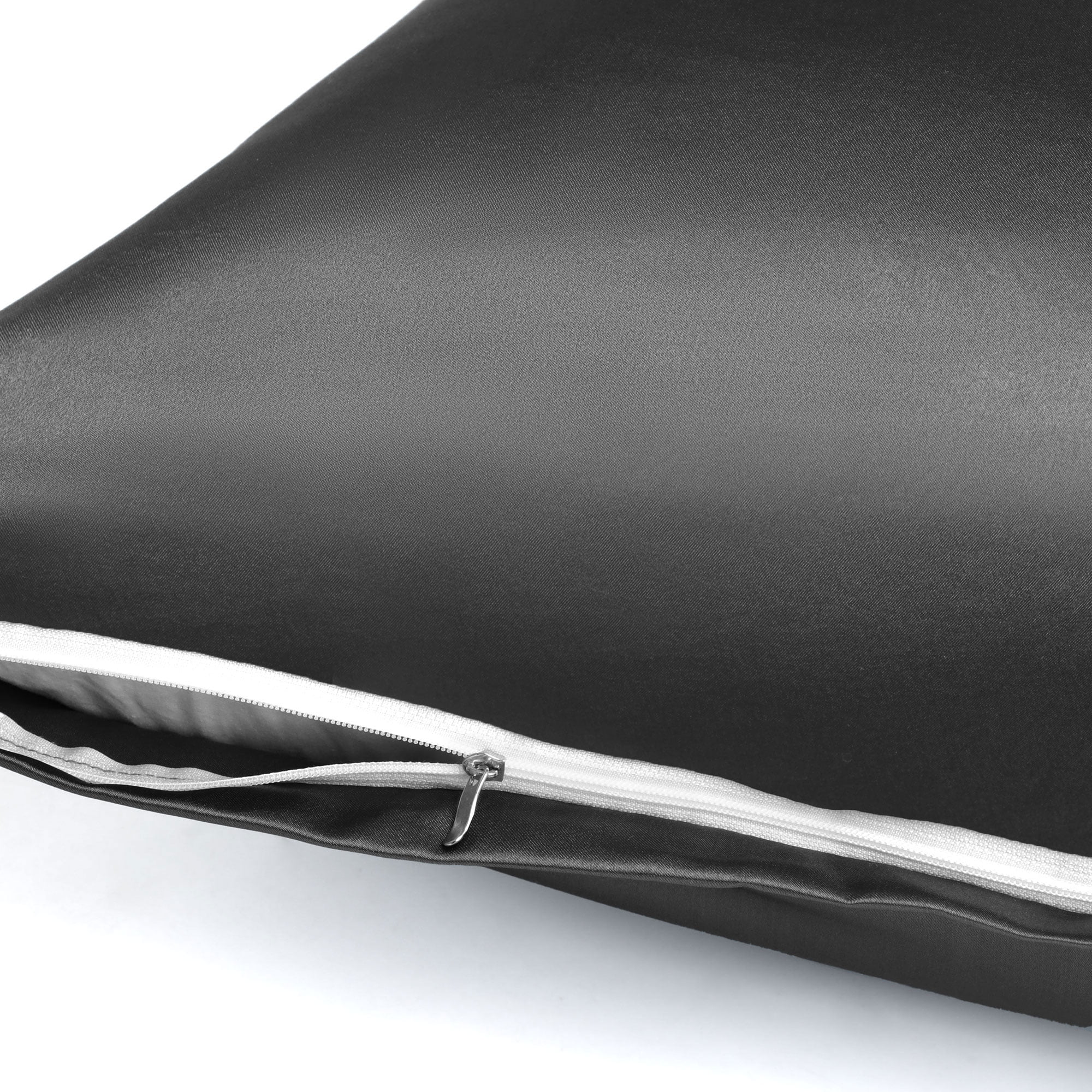 Unique Bargains Satin Body Pillowcases 2 Pcs Zipper Closure Black 20"x48"