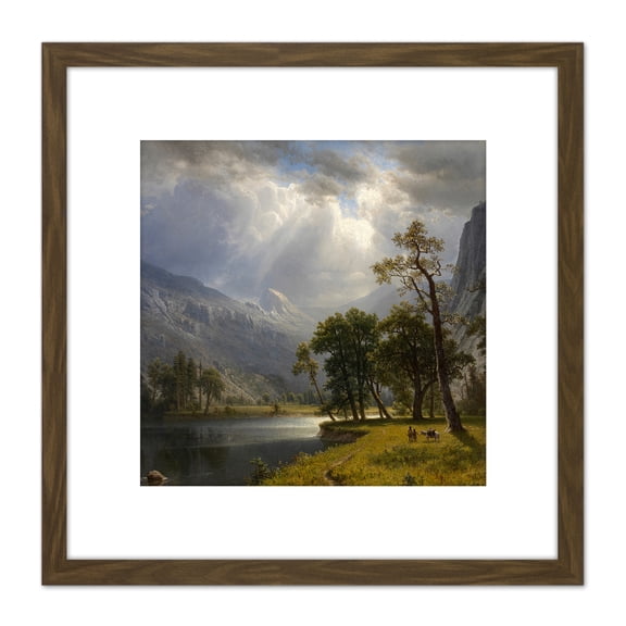 Bierstadt Mount Starr King Yosemite 8X8 Inch Square Wooden Framed Wall Art Print Picture with Mount