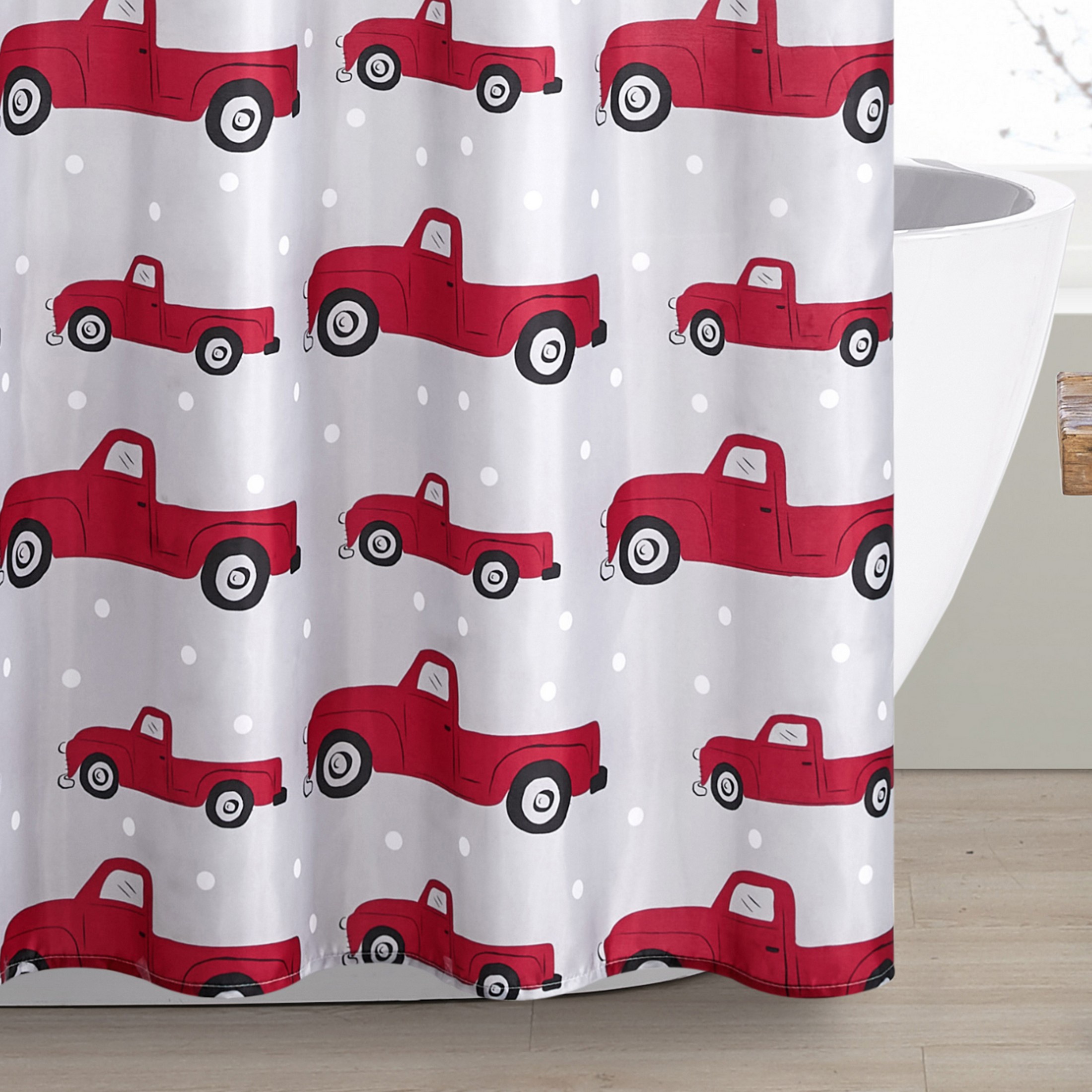 VCNY Home Holiday Truck 13-Piece Truck Polyester Shower Curtain Set