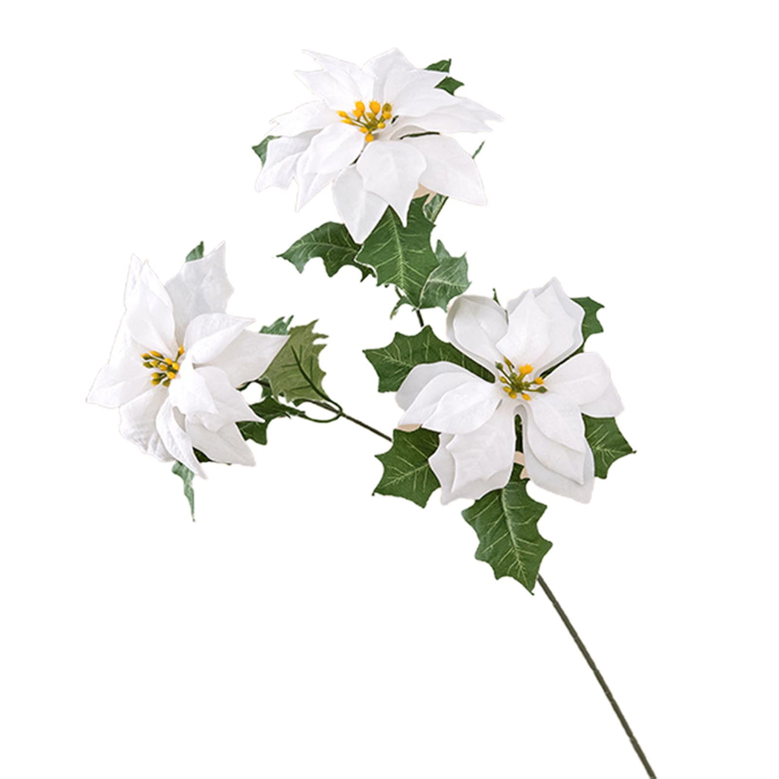 TOPOINT 5Pcs/Set Red Artificial Poinsettia Bouquet Bushes,Fake