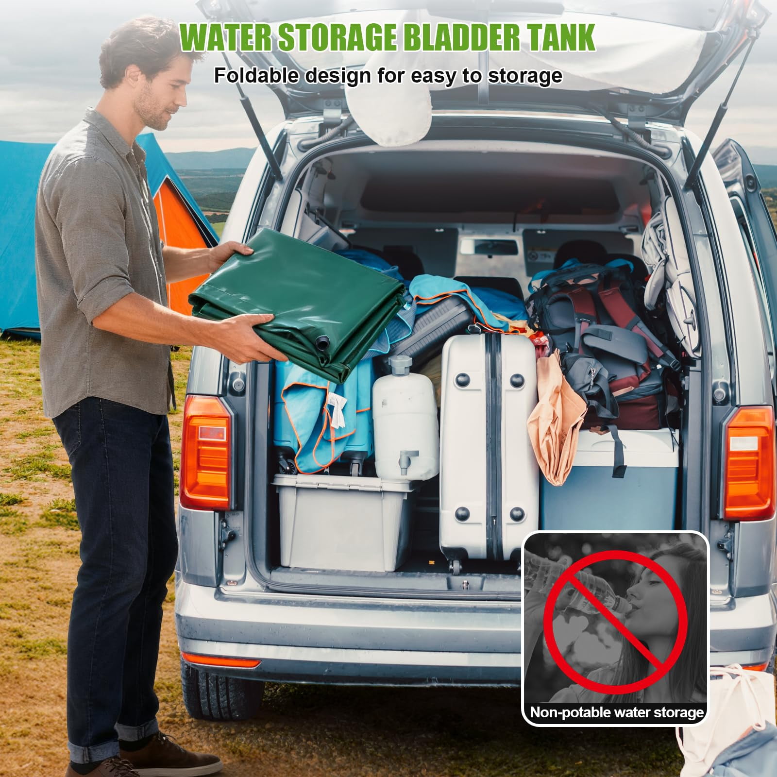 113L/30 Gallon Water Storage Bladder, Foldable Water Bladder Tank, Portable Water Storage Container for Camping, Truck, RV, Emergency, Outdoor, Garden