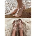 thumbnail image 6 of Lsupdaol 6 Pieces Foot Jewelry Barefoot Sandals for Women Rhinestone Anklets Bohemian Foot Chain for Beach Wedding Valentine's Day, 6 of 6