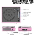thumbnail image 2 of Vinyl Record Player with 2 Stereo Speakers Belt-Driven Vintage Turntables 3 Speed 3 Size Wireless Bluetooth Playback AUX-in RCA Out Headphone LP Vinyl Players Auto Stop Pale Pink, 2 of 14