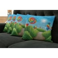 thumbnail image 5 of Ambesonne Fantasy Throw Pillow Cover 4 Pack, Candy Land Lollipops, 24", Green Blue Red, 5 of 5