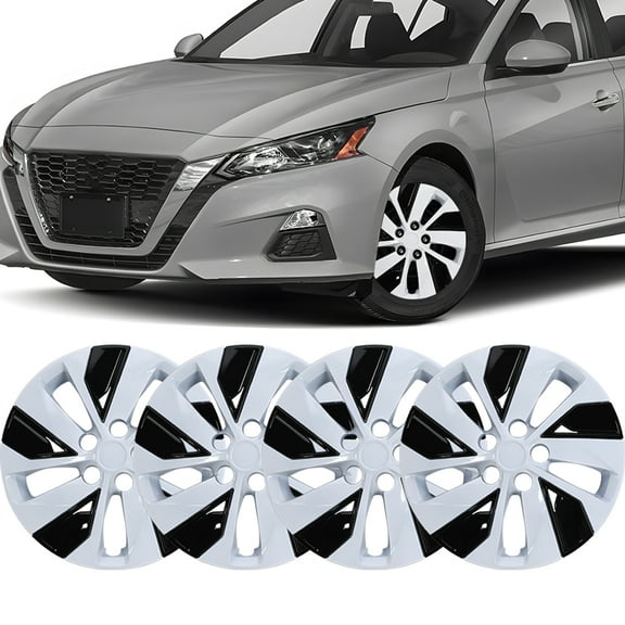 16" Hubcaps for 2019-2025 Nissan Altima,Snap on Design Set of 4 Wheel Rim Covers Compatible with Steel Wheels,ABS PC Hubcaps,White Lacquer & Black Lacquer