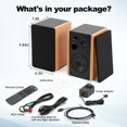 thumbnail image 5 of 90W Active Bookshelf Speakers, Home Bluetooth 5.3 Wireless Speaker w/ 4" Woofer Computer Speakers, Bass & Treble Adjust Stereo Studio Monitor Speakers with USB/Optical/AUX Input for PC TV, Brown, 5 of 8