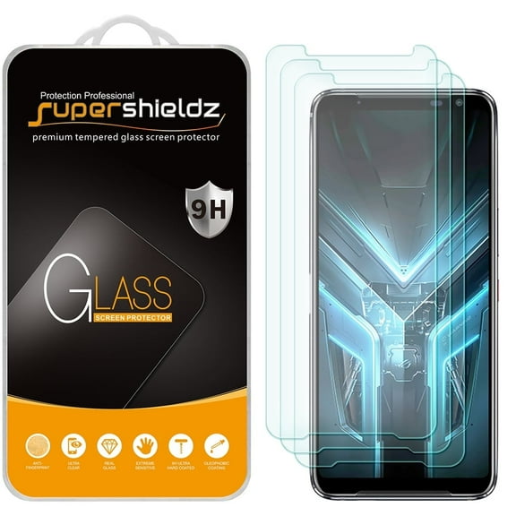 [3-Pack] Supershieldz for Asus ROG Phone 3 Tempered Glass Screen Protector, Anti-Scratch, Anti-Fingerprint, Bubble Free