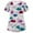 White, variant on Luxalzxs Women's Short Sleeve Nurse Working Uniform Flower Print V-Neck Medical Scrub Tops Health Clinic Career Blouses