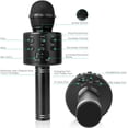 thumbnail image 5 of Micrófono inalámbrico Bluetooth Karaoke para niños (negro), grabador de altavoz portátil 5 en 1, radio FM de mezcla ajustable, adecuado para niños adultos fiesta de cumpleaños KTV Navidad JM, 5 of 5