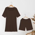 thumbnail image 4 of BLOCLOALO 2 Piece Lounge Set Short Sleeve Shirts Women's Casual Oversized Set with Square Collar Top Tight Shorts Set Blouse Tunic Tops Short Matching Sets Women Clothing Travel Outfits Brown 3Xl, 4 of 9