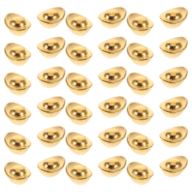 100 lingotes de la suerte en miniatura para decoración del hogar, lingotes de la suerte chinos en tono dorado, adornos chinos de plástico