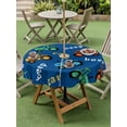 thumbnail image 5 of Outdoor Tablecloth with Umbrella Hole Zipper Cartoon Tractor Round Tablecloth 60" Waterproof Outside Table Cloth Cute Beep Car Digger Shovel Truck Blue Patio Table Cover Tablecloths for Picnic Party, 5 of 8