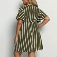 thumbnail image 4 of Feancey Plus Size Mini Dresses for Curvy Women Sexy Deep V Neck Striped print Party Dress High Waist Ruffle Short Sleeve Flowy Beach Sundress锛孉rmy Green锛孹XXL, 4 of 9